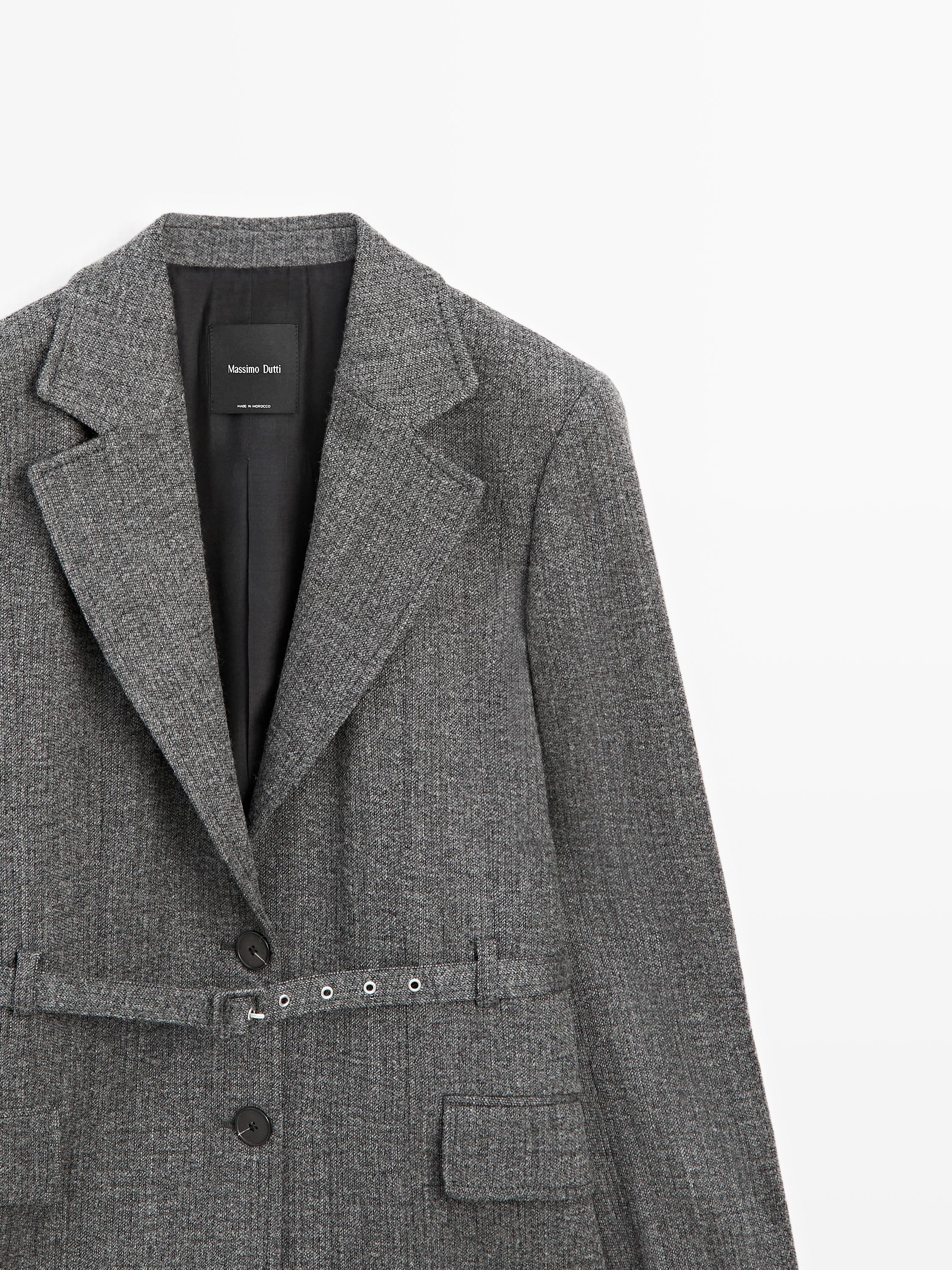 Veste de tailleur chinée avec ceinture